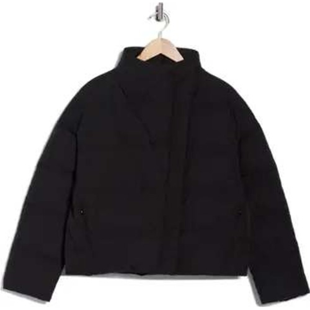 Theory Offset Puffer Jacket Black Asymmetrical Do… - image 4